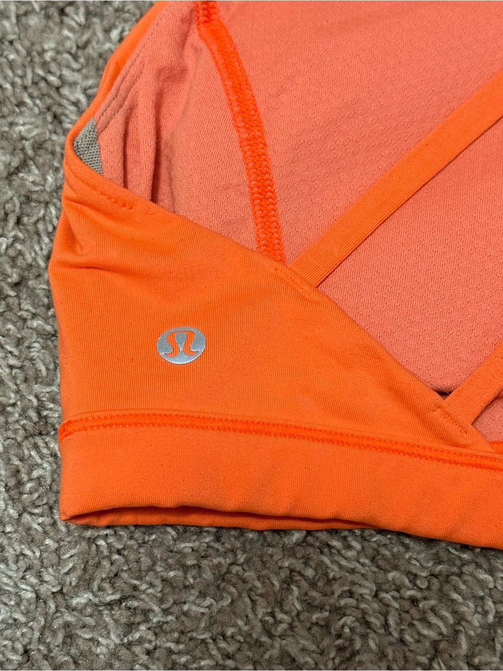 Lululemon Neon Orange Strappy Back Sports Bra Size 8 | Criss Cross Yoga Bra - Picture 3 of 4